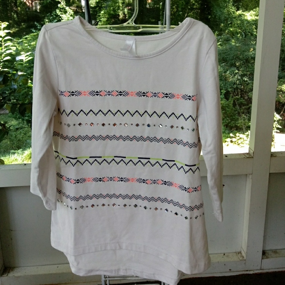 Cute mirror beads hi-low hem t-shirt size 8 medium